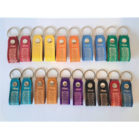 菱格紋系列-皮革鑰匙圈