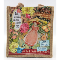 復古風格印花環保購物袋 - 精美麻布手提袋，日常購物與綠色生活的理想選擇