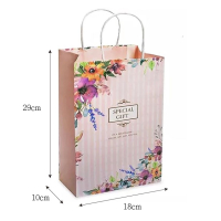 【MIT製造】粉紅花卉紙袋 禮物袋 白色紙繩 送禮