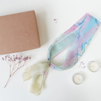 雪紡窄版多用途絲巾18×90cm/清晨在地極的相遇-清晨版