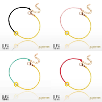 吉富珠寶銀樓-真愛密碼新款黃金手鍊【小幸運 幸運草-粉/紅/藍綠/黑編織手鍊】→※下標前請先詢問當日優惠價格※