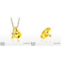 吉富珠寶銀樓-真愛密碼新款【鑰你開心 - 黃金墜子( 雙墜 ) + 玫瑰金色鋼項鍊、黃金戒指】→※下標前請先詢問當日價格