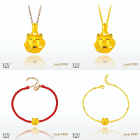 吉富珠寶銀樓-真愛密碼新款【小招財貓 - 編織金手鍊、黃金手鍊、玫瑰鋼項鍊、黃金項鍊】→※下標前請先詢問當日價格※