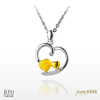 吉富珠寶銀樓-真愛密碼【戀心假期-金銀配墜子＋白鋼項鍊】→※下標前請先詢問當日優惠價格※