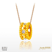 吉富珠寶銀樓-真愛密碼新款【璀璨光采（滾珠） - 黃金墜子 + 玫瑰金色鋼項鍊】→※下標前請先詢問當日價格※