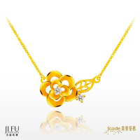 吉富珠寶銀樓-真愛密碼新款【閃鑽山茶花 - 黃金項鍊】→※下標前請先詢問當日價格※