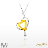 吉富珠寶銀樓-真愛密碼新款【心心念念 - 金銀配墜子＋白鋼項鍊】→※下標前請先詢問當日優惠價格※
