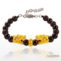 吉富珠寶銀樓-真愛密碼🀄️👉永保安康👈🀄️【招財貔貅(雙隻硬金)-男黑瑪瑙手鍊】→●下標前請先詢問當日優惠價格●