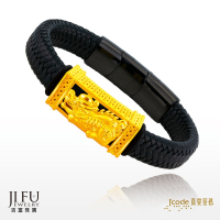 ＂吉富珠寶銀樓-真愛密碼新款【白沙屯-財富滿滿豼貅 - 皮質編織金手鍊】→※下標前請先詢問當日價格