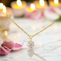 優雅奢華黃金鑽石項鍊 - 送給摯愛的生日禮物與情人節驚喜