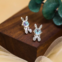 幻彩石宇航員小兔子耳釘女韓版