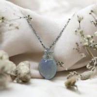 高雅時尚天然紫羅蘭翡翠吊墜項鍊 - 精緻銀鍊演繹東方吉祥魅力