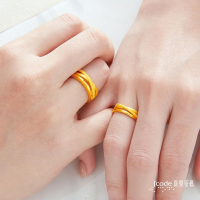 永恆愛情的金色宣言：18K黃金經典雙環對戒，細膩紋理完美結合！