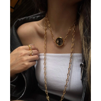 時尚金色鏈條項鍊與戒指套組，展現現代優雅與個性風格