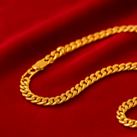 高品質純金黃金鍊條項鍊，經典時尚的低調奢華珠寶飾品