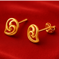 黃金雕花耳環 - 精緻曲線設計，展現優雅獨特美感，完美搭配各種場合