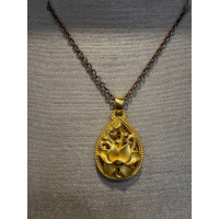 黃銅蓮花吊墜項鍊 - 優雅東方美學的手工藝術飾品