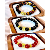 黃虎眼石、黑紅瑪瑙黃金發財手串 - 將財運與美麗同時佩戴，讓好運時刻相伴！