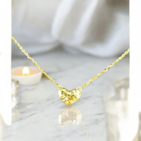 18K黃金心形項鍊 - 愛的精緻象徵，點亮您的時尚風采！