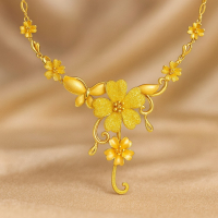 黃金花卉項鍊：純金的優雅，浪漫的自然風情，完美詮釋時尚品味