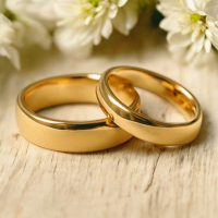 18K黃金結婚戒指 - 經典簡約設計，象徵永恆愛情的完美選擇