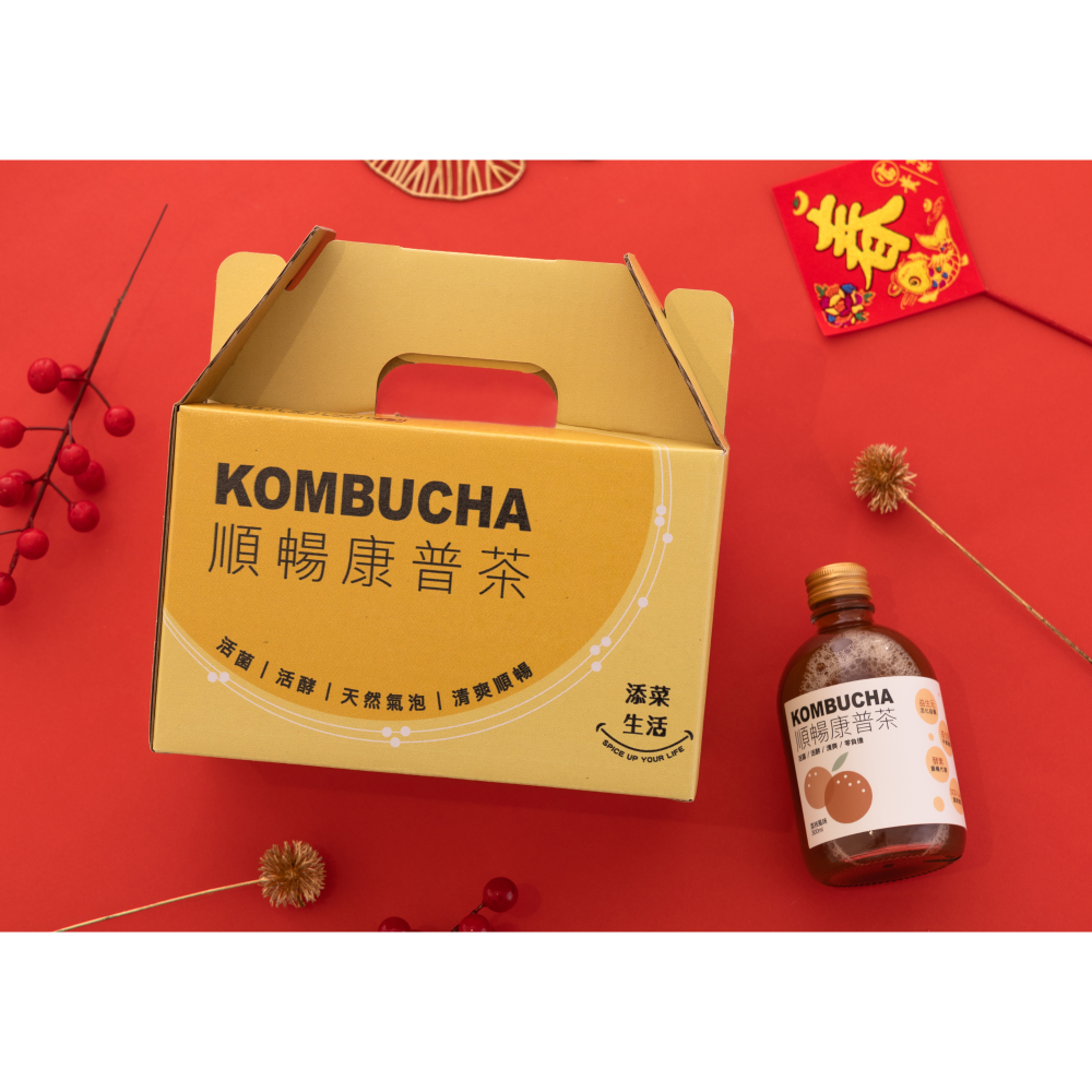 【添菜生活】直播限定組合-康普茶6入/禮盒+辣木椒香拌麵3包一袋